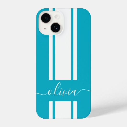 Coque Pour iPhone 14 Stripes de course à la mode moderne monogrammed (Verso)