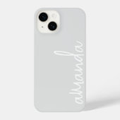 COQUE POUR iPhone 14 STYLISH MODERN ELEGANT CUSTOMIZED NAME LIGHT GREY (Verso)