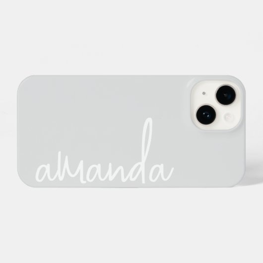 COQUE POUR iPhone 14 STYLISH MODERN ELEGANT CUSTOMIZED NAME LIGHT GREY (Verso Horizontal)