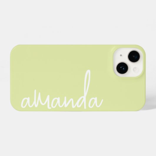 COQUE POUR iPhone 14 STYLISH MODERN ELEGANT CUSTOMIZED NAME LIME YELLOW (Verso Horizontal)
