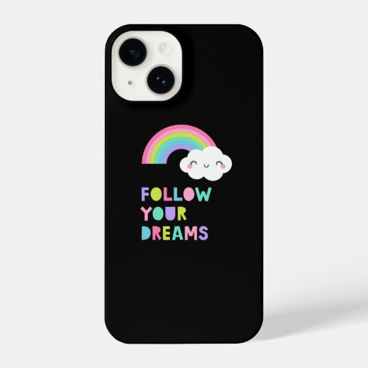 Coque Pour iPhone 14 Suivez vos rêves Cute Rainbow Cloud (Verso)