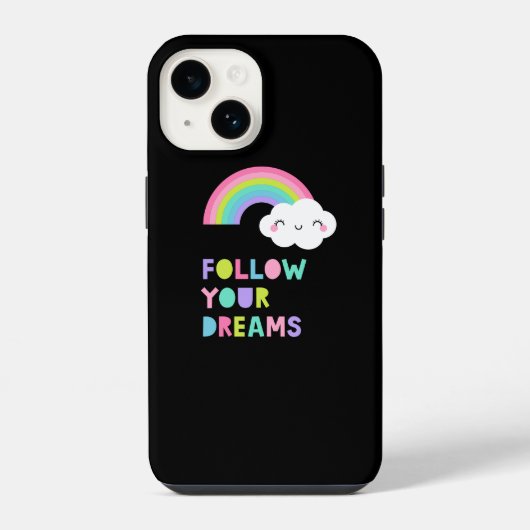 Coque Pour iPhone 14 Suivez vos rêves Cute Rainbow Cloud (Verso)