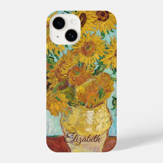 Coque Pour iPhone 14 Sunflowers Red Orange Yellow Blue Van Gogh (Verso)