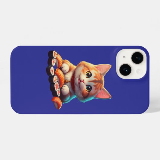 Coque Pour iPhone 14 Sushi Cat iPhone 14 Coque (Verso Horizontal)