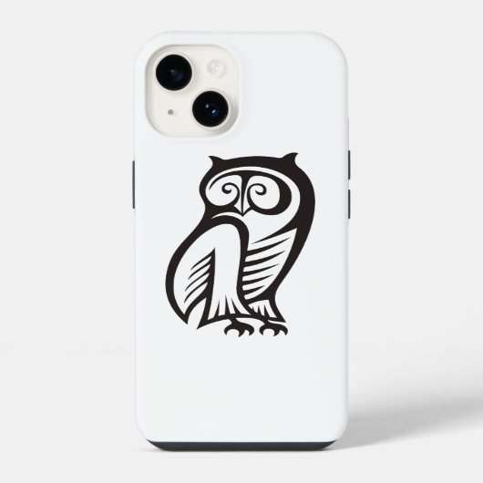 Coque Pour iPhone 14 Symbole de hibou noir (Verso)