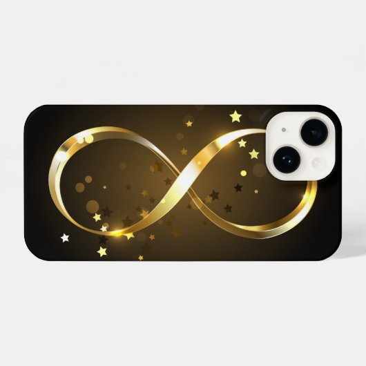 Coque Pour iPhone 14 Symbole d'infini doré (Verso Horizontal)