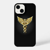Coque Pour iPhone 14 Symbole Polygonal Or Caduceus (Verso)