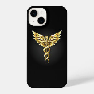 Coque Pour iPhone 14 Symbole Polygonal Or Caduceus