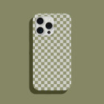 Coque Pour iPhone 14 Tableau de contrôle du Motif Sage Green À damiers<br><div class="desc">Coque iphone du tableau de bord du Motif Sage Green À damiers</div>