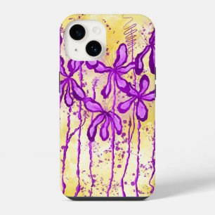 Coque Pour iPhone 14 Taches de peinture violette/jaune & Lys