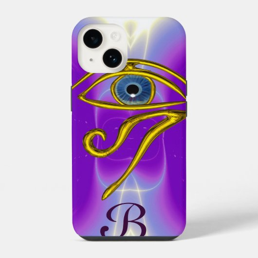 Coque Pour iPhone 14 TALISMAN MONOGRAMME BLEU Rose Fuchsia Violet (Verso)