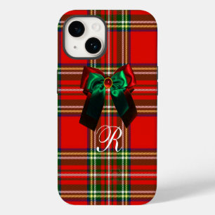 COQUE POUR iPhone 14 TARTAN ÉCOSSAIS ET ROUGE GREEN BOWS NOËL PARTI