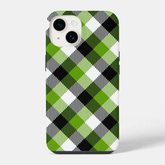 Coque Pour iPhone 14 Tartan simple carreaux néon vert  (Verso)