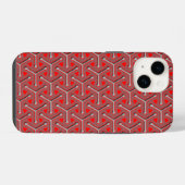 Coque Pour iPhone 14 teinte grise rouge acier tri-cubique (Verso Horizontal)
