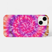 Coque Pour iPhone 14 teinture à cravate rose et violet (Verso Horizontal)