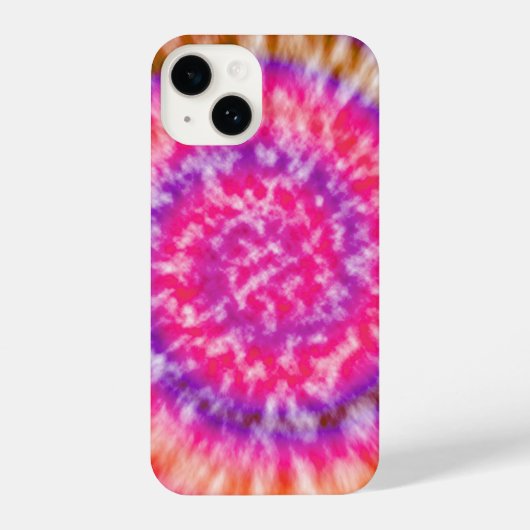 Coque Pour iPhone 14 teinture à cravate rose et violet (Verso)