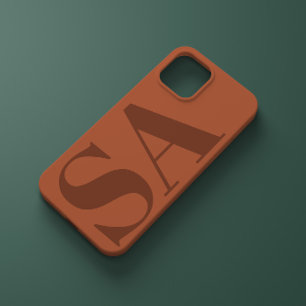 Coque Pour iPhone 14 Teracotta moderne initial minima contemporain Cas