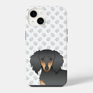 Coque Pour iPhone 14 Tête de chien de dessin animé Dachshund à poil lon