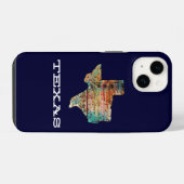 Coque Pour iPhone 14 Texas Map Rustic Bois Style sur Bleu (Verso Horizontal)