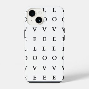 Coque Pour iPhone 14 Texte noir et blanc Love