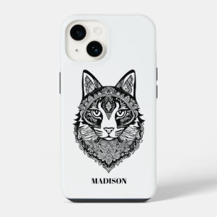 Coque Pour iPhone 14 Texte personnalisé Chat ornemental