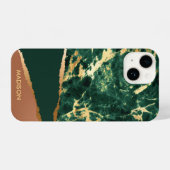 Coque Pour iPhone 14 Texture Abstraite en marbre vert (Verso Horizontal)