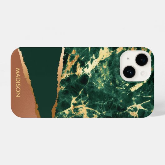 Coque Pour iPhone 14 Texture Abstraite en marbre vert (Verso Horizontal)