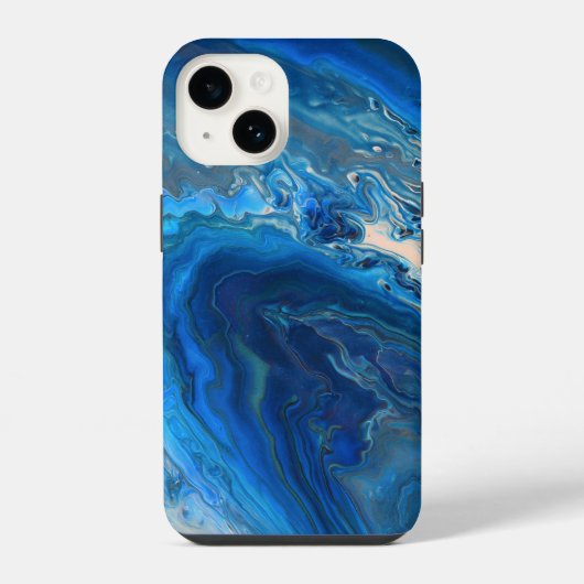 Coque Pour iPhone 14 Texture d'art fluide en agate Blue Marble (Verso)