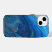 Coque Pour iPhone 14 Texture d'art fluide en agate Blue Marble (Verso Horizontal)