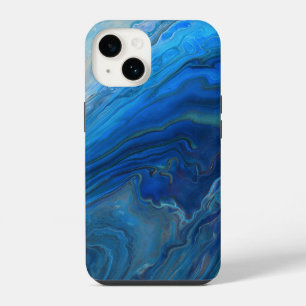 Coque Pour iPhone 14 Texture d'art fluide en agate Blue Marble