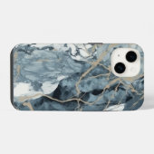 Coque Pour iPhone 14 Texture de luxe bleu inspiré de la marbre agate (Verso Horizontal)