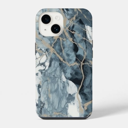 Coque Pour iPhone 14 Texture de luxe bleu inspiré de la marbre agate (Verso)