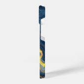 Coque Pour iPhone 14 Texture de marbre bleu et or abstrait (Côté gauche)