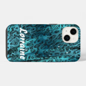 Coque Pour iPhone 14 Texture de soie bleue (Verso Horizontal)