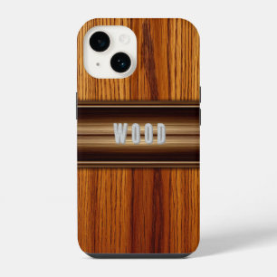 Coque Pour iPhone 14 Texture en bois élégant avec ornements en laiton