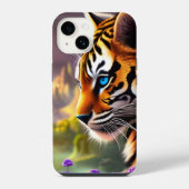 Coque Pour iPhone 14 Tiger Cub, Fleurs Violettes (Verso)