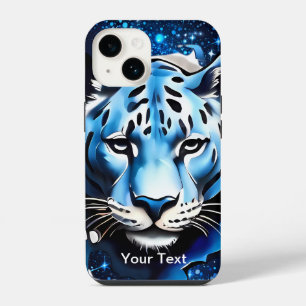 Coque Pour iPhone 14 Tigre blanc avec des étincelles bleues