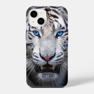 Coque Pour iPhone 14 Tigre Blanc Yeux Bleus
