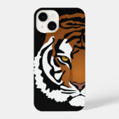 Coque Pour iPhone 14 Tigre, chat sauvage sur noir (Verso)