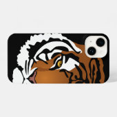 Coque Pour iPhone 14 Tigre, chat sauvage sur noir (Verso Horizontal)