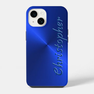 Coque Pour iPhone 14 Titane bleu acier inoxydable métal