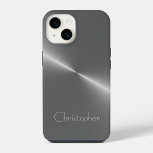 Coque Pour iPhone 14 titane poli argent radial et métallique 15