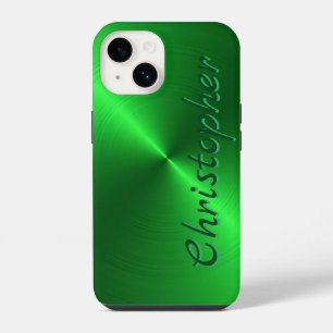 Coque Pour iPhone 14 Titane vert acier inoxydable métal