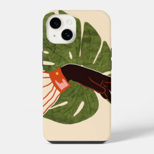 Coque Pour iPhone 14 Toile verte, Accent rouge