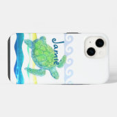 Coque Pour iPhone 14 Tortue bleue et verte (Verso Horizontal)