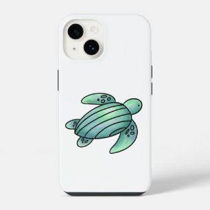 Coque Pour iPhone 14 tortue de mer peinte à l'aquarelle dessin animé bl