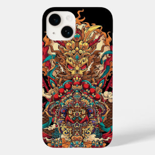 Coque Pour iPhone 14 totem de dragon chinois, tatouage