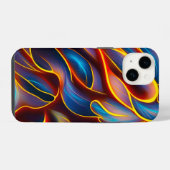 Coque Pour iPhone 14 Tourbillon Abstrait Flammes Bleu Rouge (Verso Horizontal)