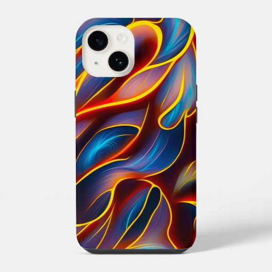 Coque Pour iPhone 14 Tourbillon Abstrait Flammes Bleu Rouge (Verso)
