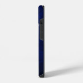 Coque Pour iPhone 14 Tourbillon de feuille d'argent Monogramme bleu roy (Côté gauche)